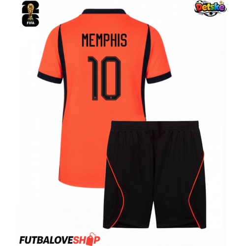 Dres Holandsko Memphis Depay #10 Domáci pre deti MS 2026 Krátky Rukáv (+ trenírky)